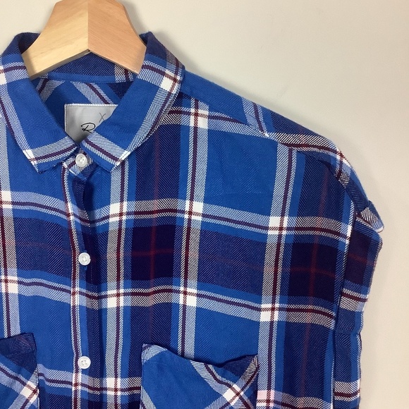Rails Britt Santorini Royal Plaid Cap Sleeve Shirt XS - Picture 5 of 15
